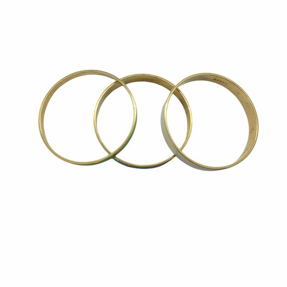 J. Crew Womens Cream Blue Green Enamel Gold Tone Bangle Bracelet Set Of 3 - Picture 3 of 15
